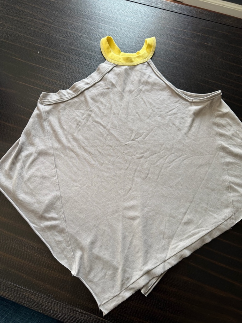 We The Free Light Gray Halter Tank with Yellow Neck Trim
